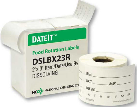 National Checking Rectangle Generic Shelf Life Dissolving Label, 2 x 3 inch -- 250 per case
