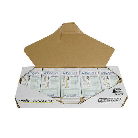 National Checking Rectangular Medium Paper Green 15 Lines One-Part Guest Check, 6.75 x 3.5 - 100 count per book -- 50 books per case