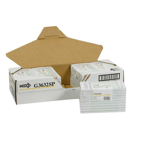National Checking Rectangular Medium Cardboard Green 15 Lines One-Part Guest Check, 6.75 x 3.5 inch -- 2500 per case