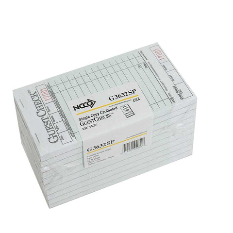 National Checking Rectangular Medium Cardboard Green 15 Lines One-Part Guest Check, 6.75 x 3.5 inch -- 2500 per case