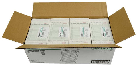 National Checking Medium-Wide Green Three-Part Carbonless Guest Check with Beverage Backer, 7.25 x 4.25 inch -- 2000 per case