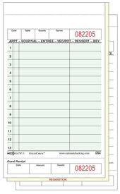 National Checking Medium-Wide Green Three-Part Carbonless Guest Check with Beverage Backer, 7.25 x 4.25 inch -- 2000 per case