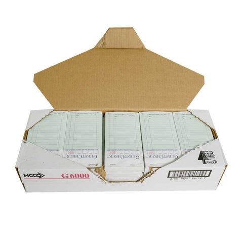 National Checking Rectangular Medium Carbon Green 16 Lines Two-Part Guest Check, 6.75 x 3.5 inch -- 2500 per case