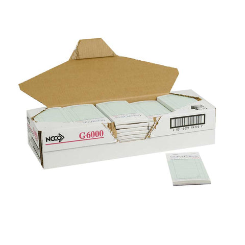 National Checking Rectangular Medium Carbon Green 16 Lines Two-Part Guest Check, 6.75 x 3.5 inch -- 2500 per case