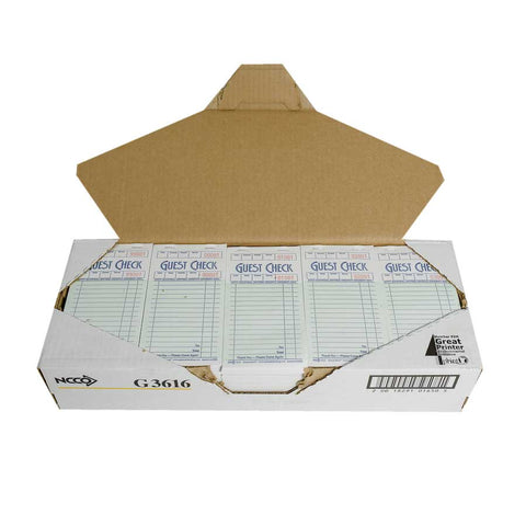 National Checking Rectangular Medium Paper Green 15 Lines One-Part Guest Check, 6.75 x 3.5 x 18.3 inch -- 5000 per case
