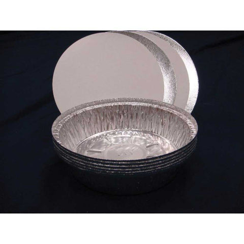 Durable Packaging Silver Aluminum Foil Round Unhinged Container with Lid, 24 Ounce -- 200 per case