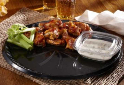 Sabert Sturdiware Black Round Platter with Clear PET High Dome Lid, 12 inch -- 25 per case