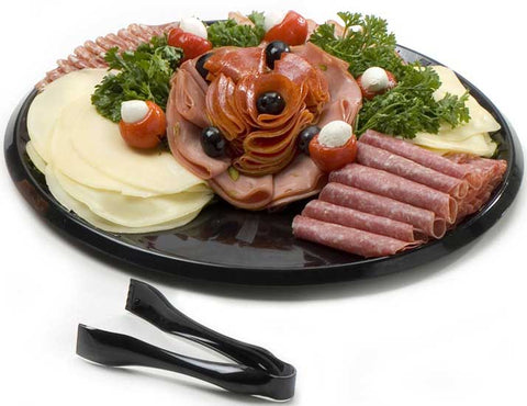 Sabert SturdiWare Flat Black Tray with PET Inject Molded High Dome Lid, 18 inch -- 25 per case