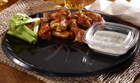 Sabert SturdiWare Flat Black Tray with PET Inject Molded High Dome Lid, 18 inch -- 25 per case