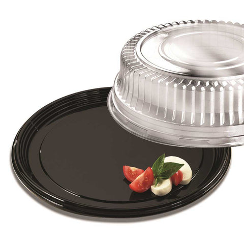 Sabert Black PET Round Onyx Platter, 16 x 0.88 inch -- 500 per case