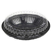 Pactiv PET Black Tall Fluted Dome Lid with 8 inch Pie Base, 9 x 1.5 inch -- 100 per case
