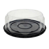 Packaging With Perfection Black PET Cake Container with Clear Swirl Dome Lid -- 100 per case