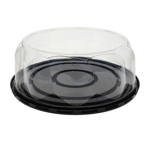 Packaging With Perfection Black PET Cake Container with Clear Swirl Dome Lid -- 100 per case