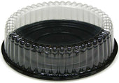 Pactiv RPET 2.5 inch Tall Fluted Dome Lid with Black Base Cake Container, 8 inch -- 100 per case