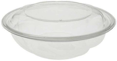 Pactiv RPET Clear Round Take Out Swirl Bowl with Lid, 64 Ounce Capacity -- 100 per case