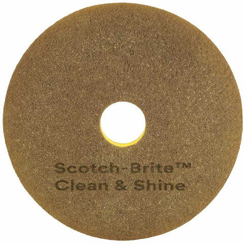 Scotch Brite Polyester Round Brown Clean and Shine Floor Pad, 17 inch -- 5 per case