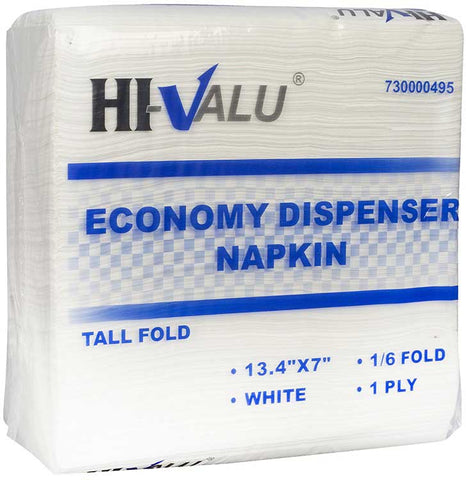 Bunzl Prime Source Hi-Valu Economy 1-Ply 1/6 Tall Fold Dispenser Napkin, 7 x 13.4 inch -- 10000 per case
