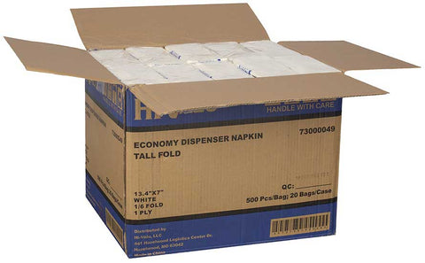 Bunzl Prime Source Hi-Valu Economy 1-Ply 1/6 Tall Fold Dispenser Napkin, 7 x 13.4 inch -- 10000 per case