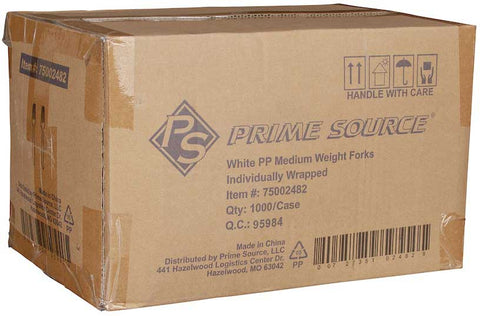 Bunzl Prime Source Medium Weight Polypropylene Wrapped White Fork -- 1000 per case
