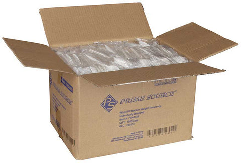Bunzl Prime Source Medium Weight Polypropylene Wrapped White Teaspoon -- 1000 per case