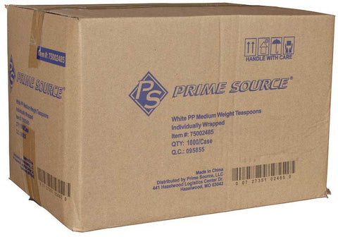 Bunzl Prime Source Medium Weight Polypropylene Wrapped White Teaspoon -- 1000 per case