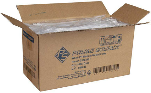 Bunzl Prime Source Medium Weight Polypropylene White Fork - Bulk Pack -- 1000 per case