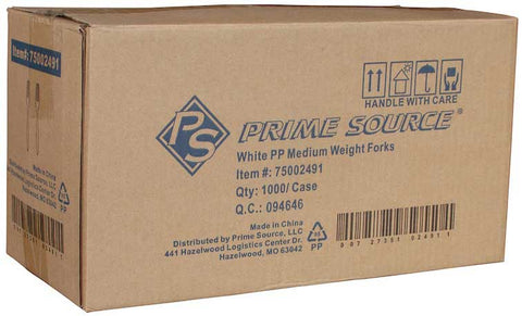 Bunzl Prime Source Medium Weight Polypropylene White Fork - Bulk Pack -- 1000 per case
