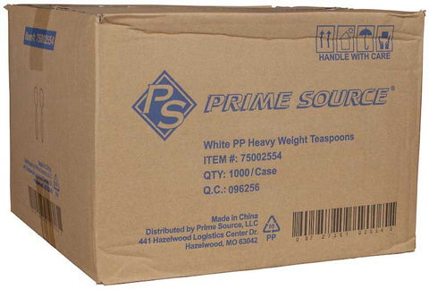 Bunzl Prime Source Heavy Weight Polypropylene Disposable White Teaspoon - Bulk Pack -- 1000 per case