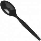 Bunzl Prime Source Polystyrene Extra Heavy Weight Disposable Black Teaspoon - Bulk Pack -- 1000 per case