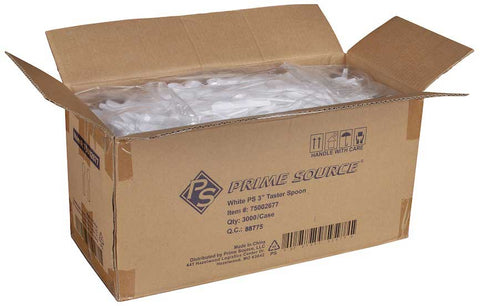 Bunzl Prime Source Low Density Polyethylene White Taster Spoon, 3 inch -- 3000 per case