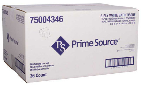 Essity Prime Source 2 Ply Controlled Use Bath Tissue Paper - 865 Sheets per Roll -- 36 rolls per case