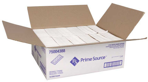 Essity Prime Source 1 Ply 1/8 Fold White Dinner Napkin, 15 x 17 inch -- 3000 per case
