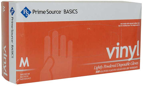 Bunzl Prime Source Lightly Powdered Medium Clear Basics Vinyl Gloves -- 1000 per case