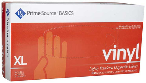 Bunzl Prime Source Lightly Powdered Extra Large Clear Basics Vinyl Gloves -- 1000 per case