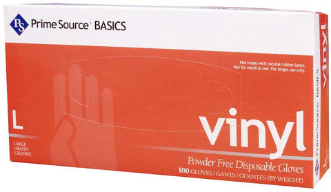 Bunzl Prime Source Powder Free Large Clear Basics Vinyl Gloves -- 1000 per case
