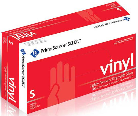 Bunzl Prime Source 3 Mil Lightly Powdered Small Select Clear Vinyl Gloves -- 1000 per case