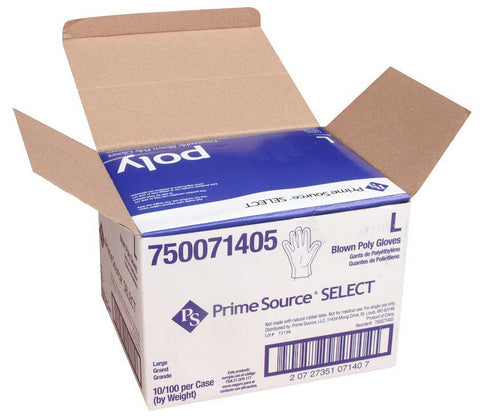Bunzl Prime Source Large Clear Polyethylene Blown Disposable Gloves -- 1000 per case