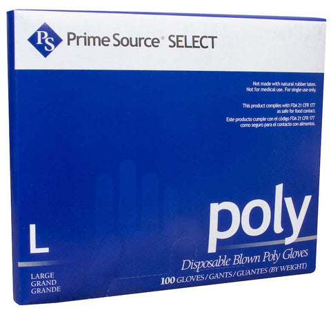 Bunzl Prime Source Large Clear Polyethylene Blown Disposable Gloves -- 1000 per case