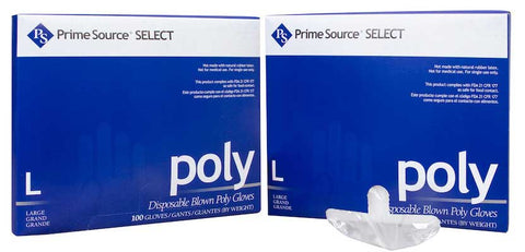 Bunzl Prime Source Large Clear Polyethylene Blown Disposable Gloves -- 1000 per case