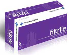 Bunzl Prime Source 5 Mil Powder Free Small Blue Ultra Nitrile Disposable Gloves -- 1000 per case