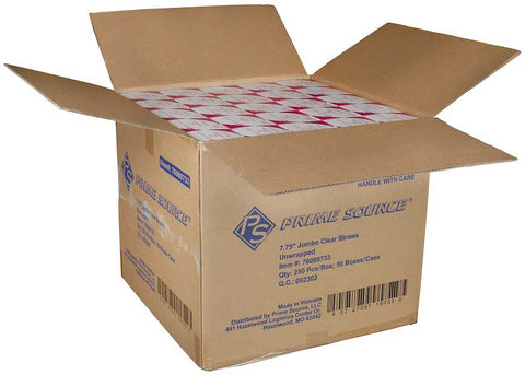 Bunzl Prime Source Clear Wrapped Jumbo Straw, 7.75 inch -- 12000 per case