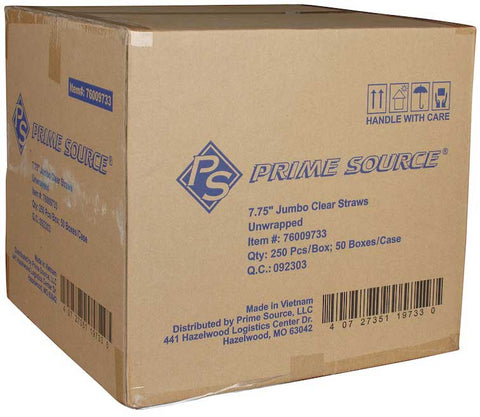 Bunzl Prime Source Clear Wrapped Jumbo Straw, 7.75 inch -- 12000 per case