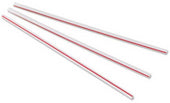 Bunzl Prime Source White Red Stripe Stir Stick Straw, 5.75 inch -- 10000 per case