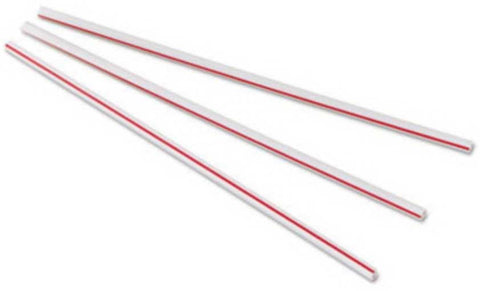 Bunzl Prime Source White Red Stripe Stir Stick Straw, 5.75 inch -- 10000 per case