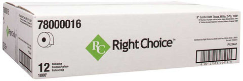Sofidel Right Choice White 2 Ply Jumbo Roll Towel Toilet Tissue, 9 x 1000 Feet -- 12 per case