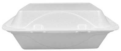 Darnel White Expanded Polystyrene Foam 3 Compartment Hinged Container, 9.0 x 9.0 x 3.1 inch -- 200 per case