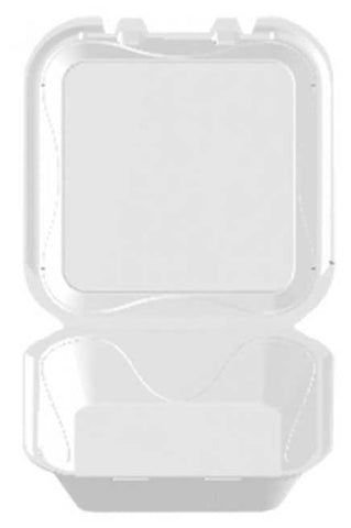 Darnel White Expanded Polystyrene Foam 1 Compartment Hinged Container, 9.0 x 9.0 x 3.1 inch -- 200 per case