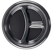 Darnel High Impact Black 3 Compartment Plate and Bowl, 10 1/4 inch -- 500 per case
