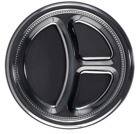 Darnel High Impact Black 3 Compartment Plate and Bowl, 10 1/4 inch -- 500 per case