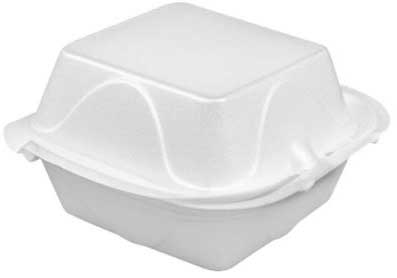 Darnel Expanded Polystyrene Foam White 1 Compartment Hinged Container, 6.25 x 6.25 x 3.1 inch -- 500 per case